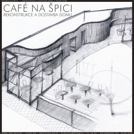 KAVÁRNA NA ŠPICI - Kutná Hora | Rekonstrukce a dostavba domu, v proluce vzniká nový moderní kavárna - více v roletě: 1.3) Café Na Špici.